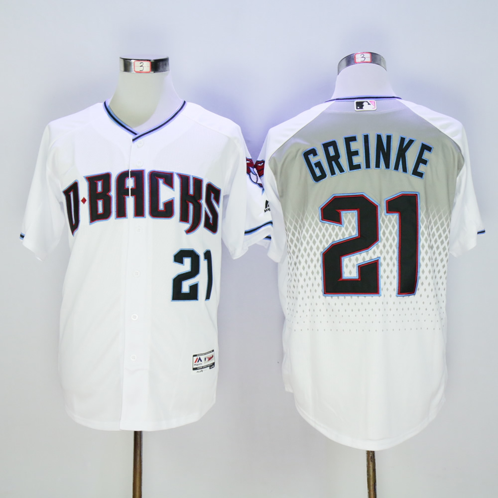 Men Arizona Diamondback 21 Greinke White MLB Jerseys